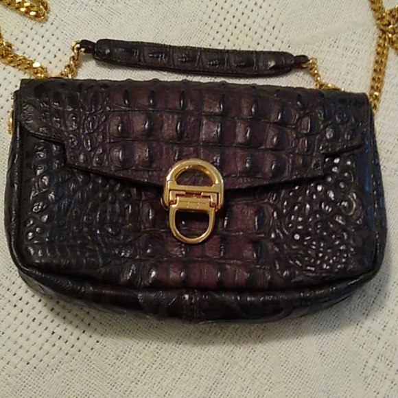 Leather crossbody embossed crocodile - Picture 2 of 11